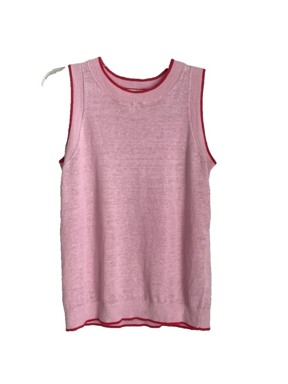 Boden Pink Red Trim 100% Linen Sleeveless Maggie Tank Coastal